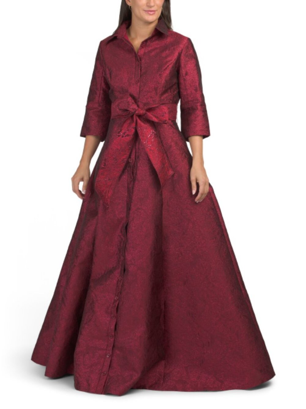 RENE BY RENE RUIZ Three-quarter Sleeve Jacquard Shirt Gown - Picture 5 of 5